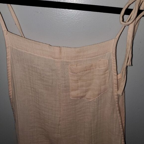 STILLWATER Some Beachy Shorteral Slubbed Cotton Peach Short Overalls NWT XS - Picture 5 of 12